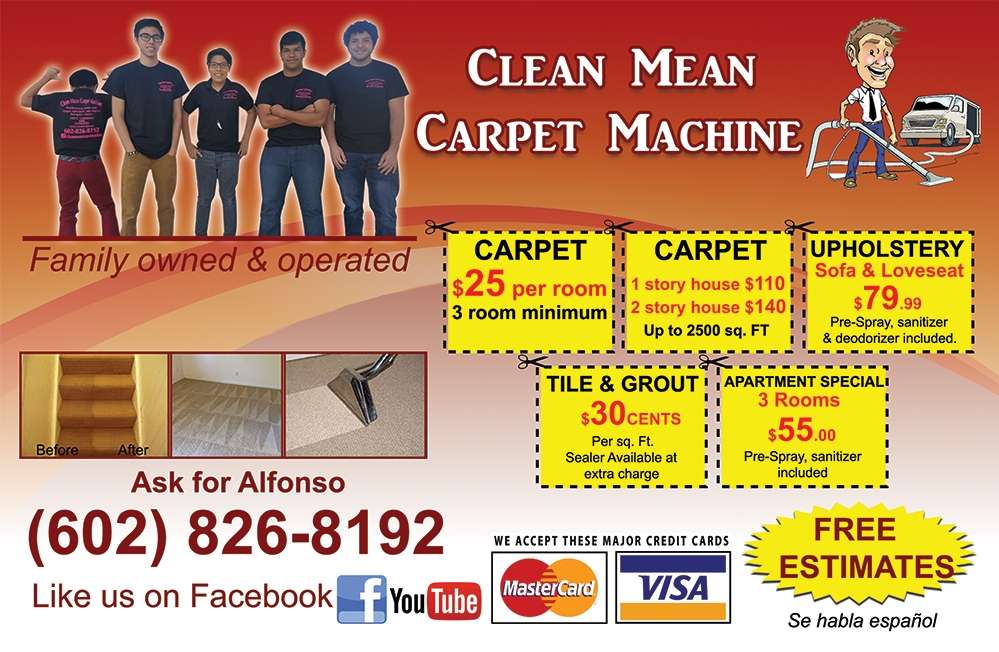 Clean Mean Carpet Machine | 12204 W Cocopah St, Avondale, AZ 85323 | Phone: (602) 826-8192