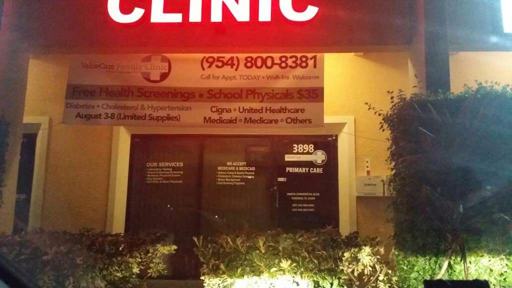 ValueCare Family Clinic | 3898 W Commercial Blvd, Tamarac, FL 33309 | Phone: (954) 800-8381