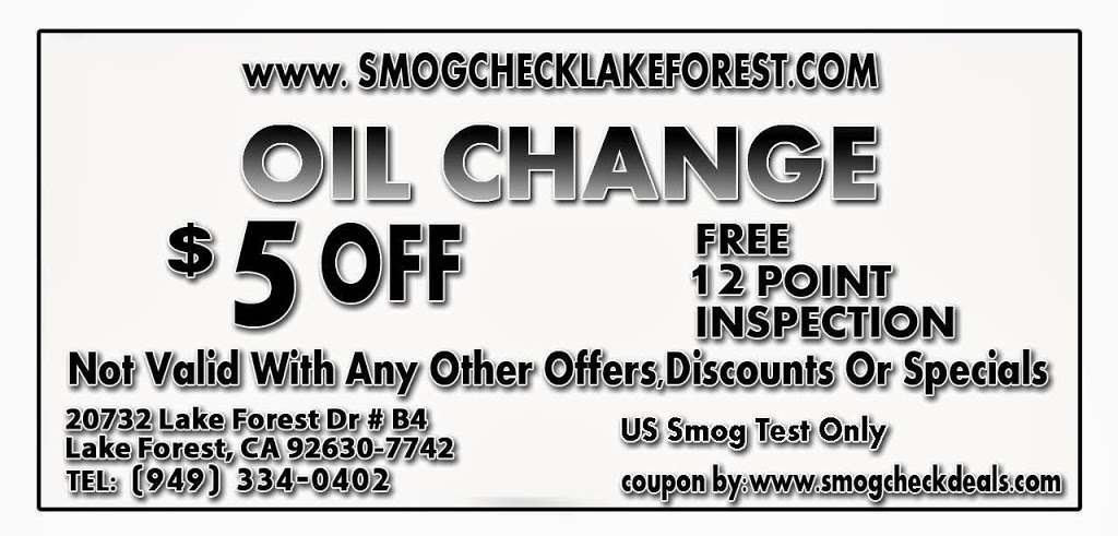 US Smog | 20732 Lake Forest Dr #B4, Lake Forest, CA 92630 | Phone: (949) 334-0402