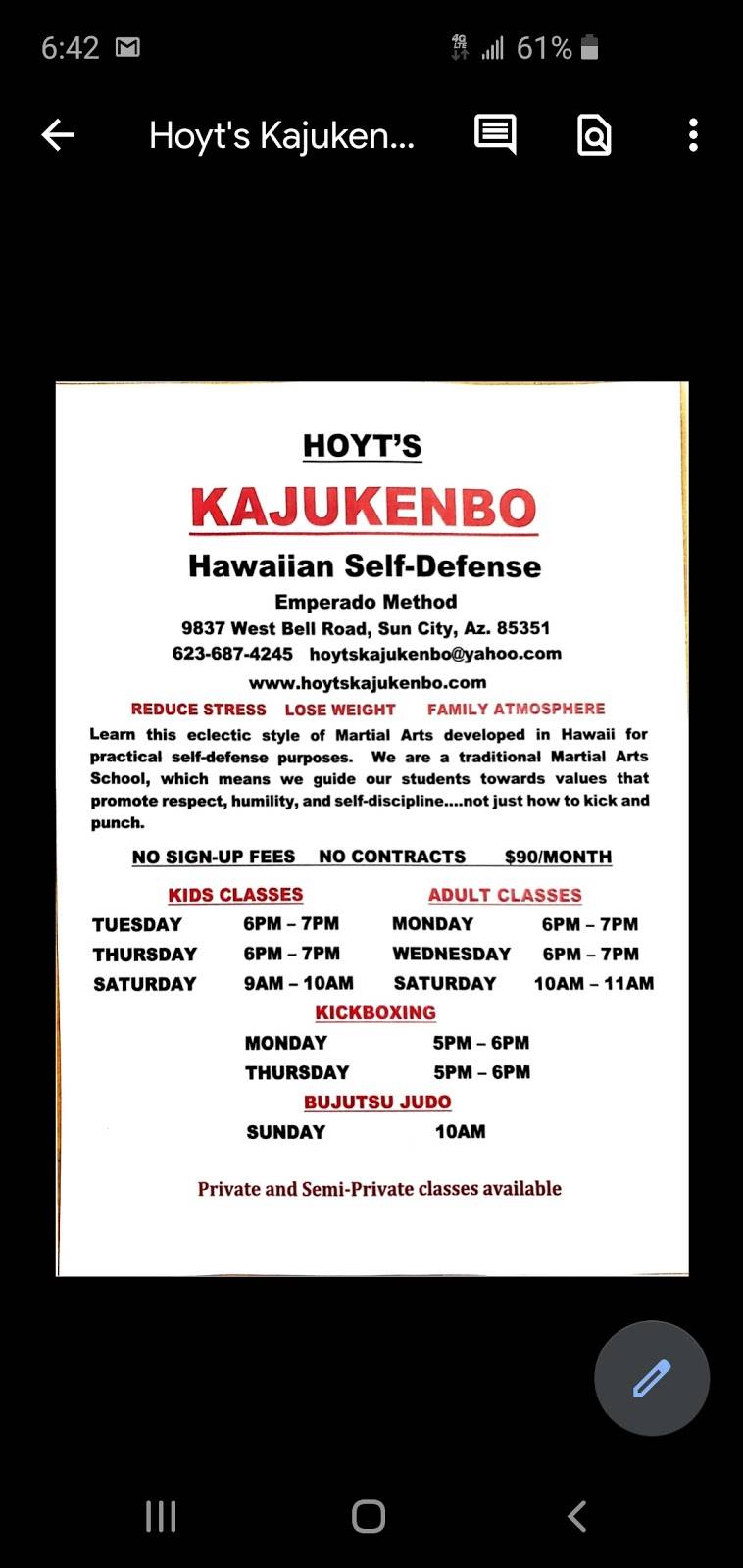 Hoyt’s Kajukenbo | 9837 W Bell Rd, Sun City, AZ 85351 | Phone: (623) 687-4245