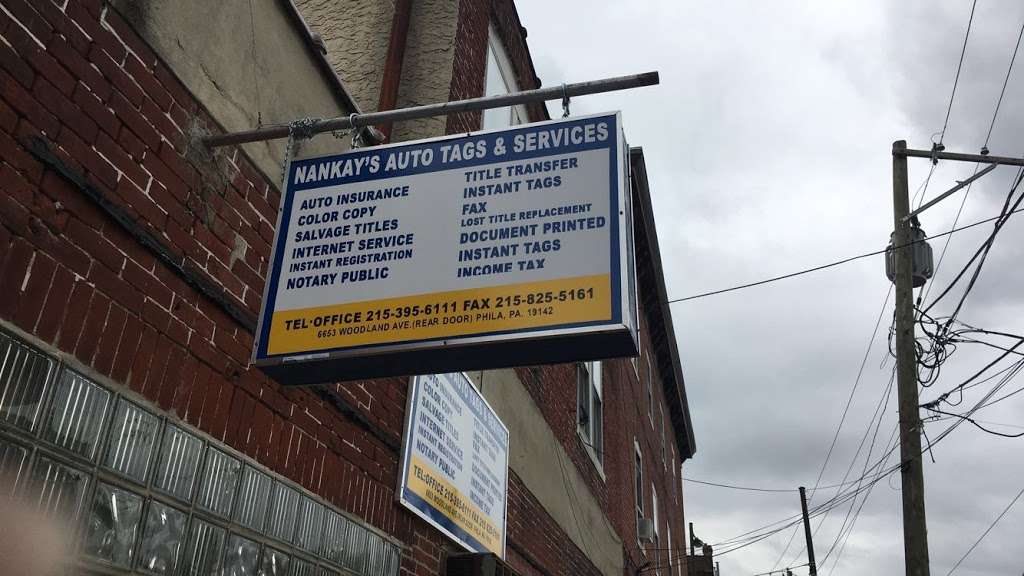 Nankays Auto Tags And Services | 6653 Woodland Ave, Philadelphia, PA 19142, USA | Phone: (215) 395-6111