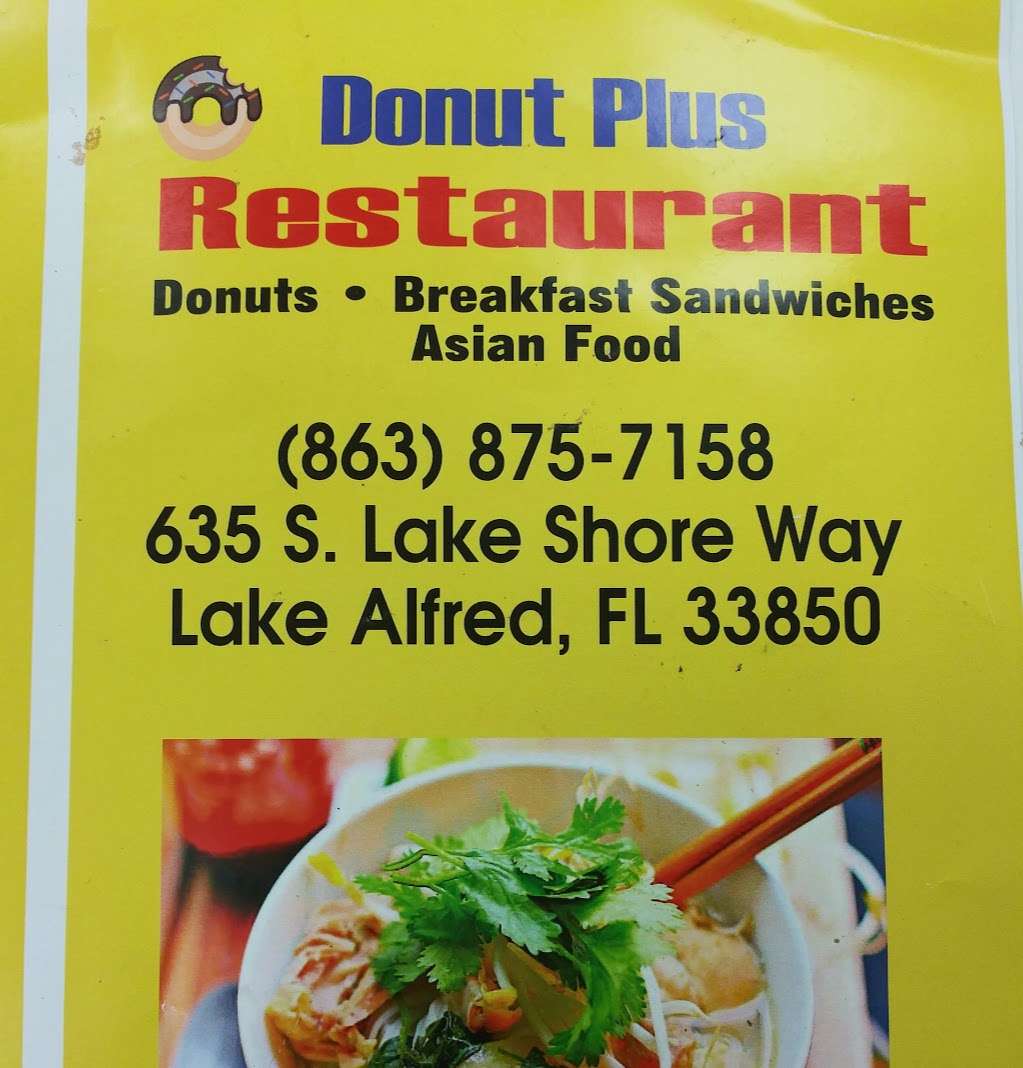 Donut plus restaurant | 635 S Lake Shore Way, Lake Alfred, FL 33850, USA | Phone: (863) 875-7158