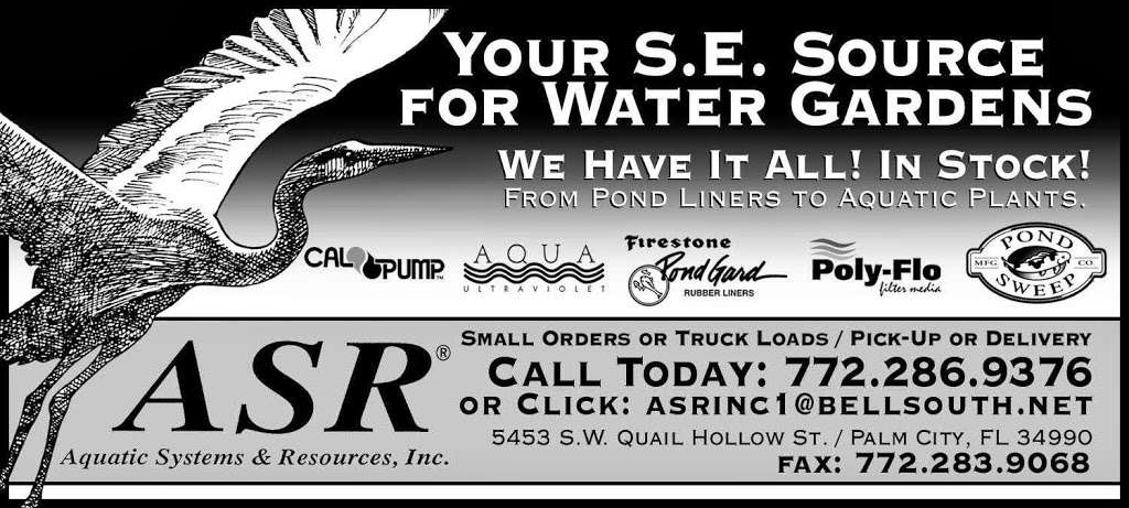 Aquatic Systems & Resources, Inc | 5453 SW Quail Hollow Trail, Palm City, FL 34990 | Phone: (772) 260-9383