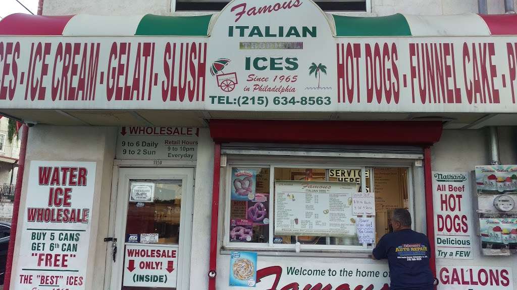 Famous Italian Ices, Inc. | 1950 E Lehigh Ave, Philadelphia, PA 19125, USA | Phone: (215) 634-8563
