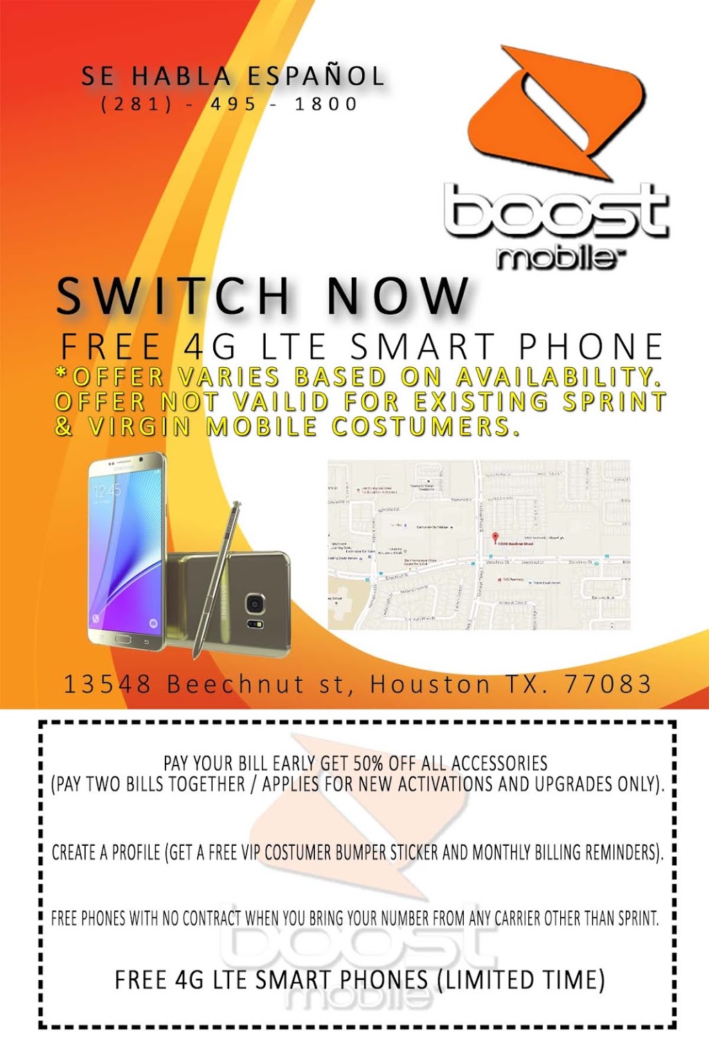 Boost Mobile | 13548 Beechnut St, Houston, TX 77083, USA | Phone: (281) 495-1800