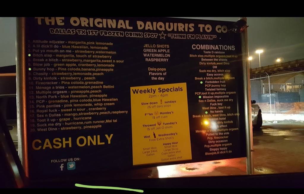 Daquiri To Go | 543 S Riverfront Blvd, Dallas, TX 75207, USA | Phone: (214) 741-0600