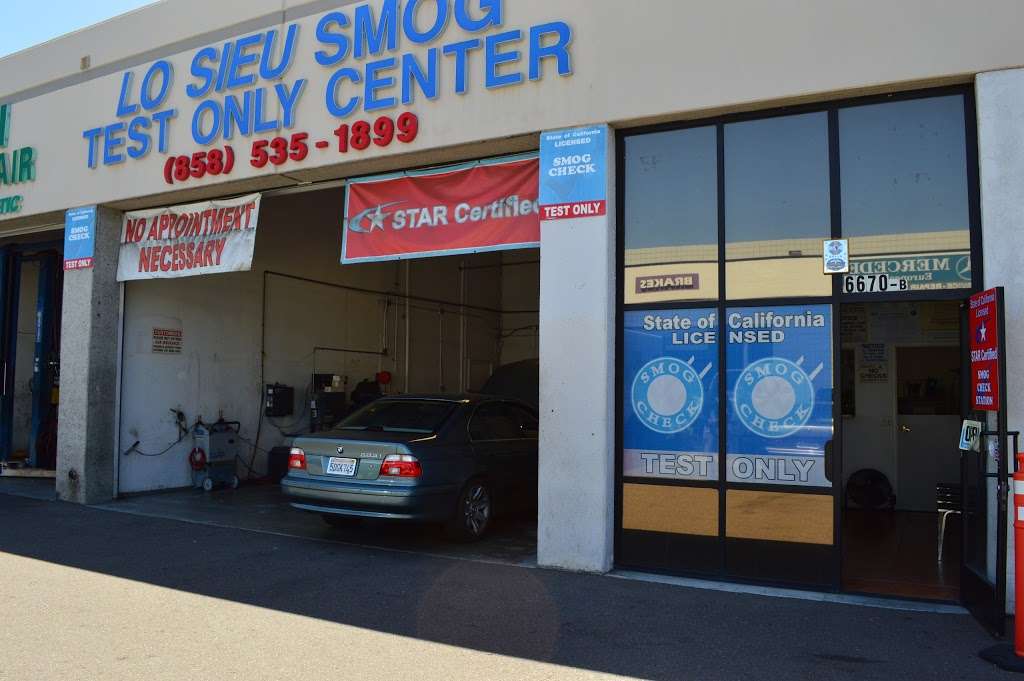 Lo Sieu Smog Test Only Center | 6670 Miramar Rd #B, San Diego, CA 92121, USA | Phone: (858) 535-1899
