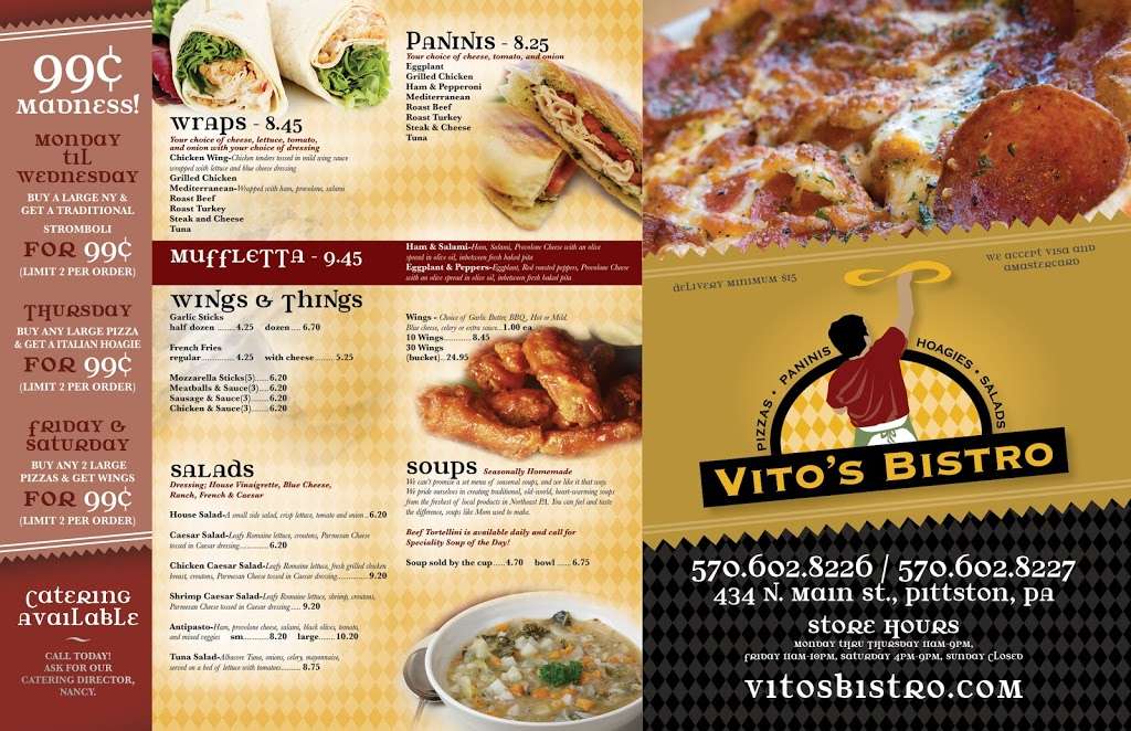 Vitos Bistro | 434 N Main St, Pittston, PA 18640, USA | Phone: (570) 602-8226