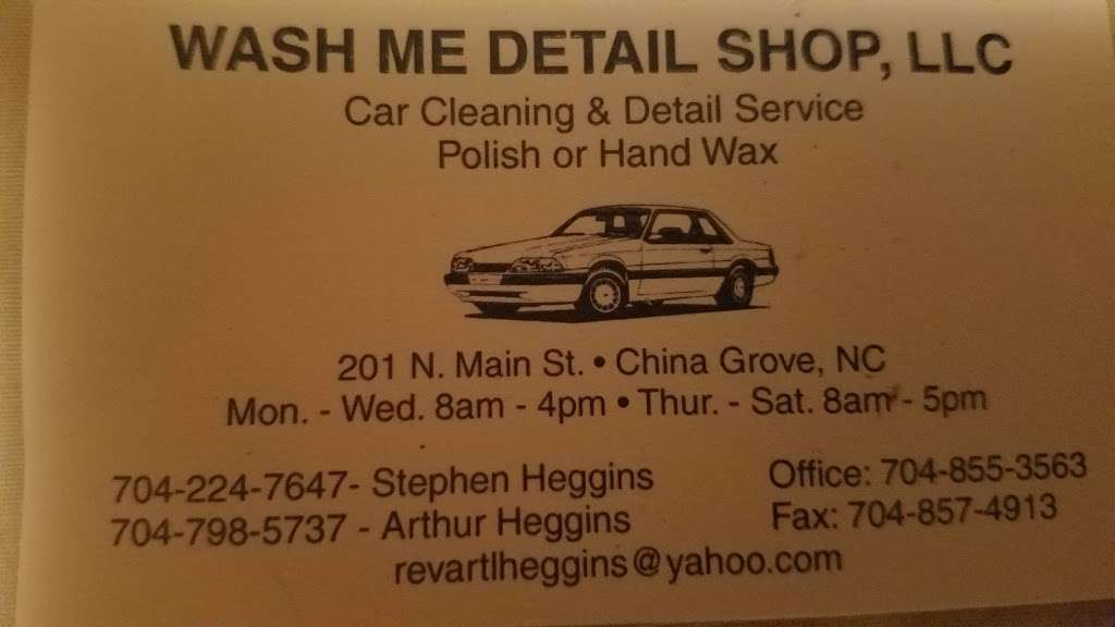 Wash Me Detail Shop | 201 N Main St, China Grove, NC 28023, USA | Phone: (704) 855-3563