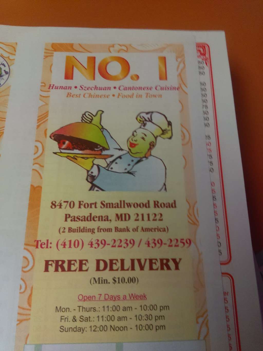 Number One Chinese Restaurant | 8470 Fort Smallwood Rd, Pasadena, MD 21122, USA | Phone: (410) 439-2239