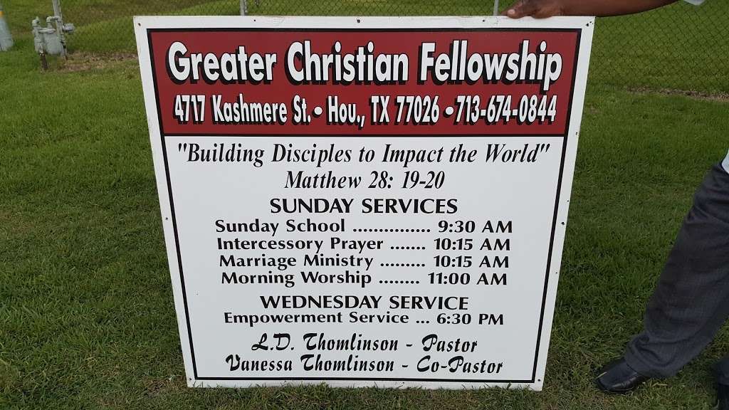 Greater Christian Fellowship | 4717 Kashmere St, Houston, TX 77026, USA | Phone: (713) 674-0844