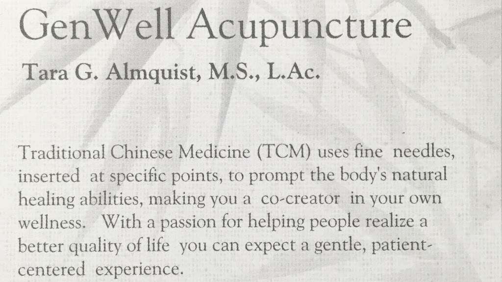 GenWell Acupuncture | Tara G. Almquist, M.S., L.Ac. | 380 US-202, Somers, NY 10589, USA | Phone: (646) 483-3086