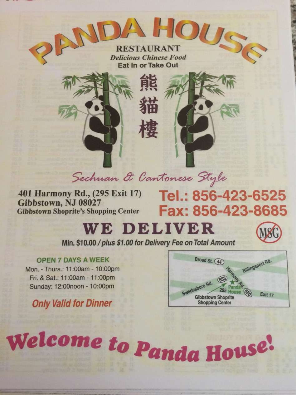 Panda House Chinese Restaurant | 401 Harmony Rd # 12, Gibbstown, NJ 08027, USA | Phone: (856) 423-6525
