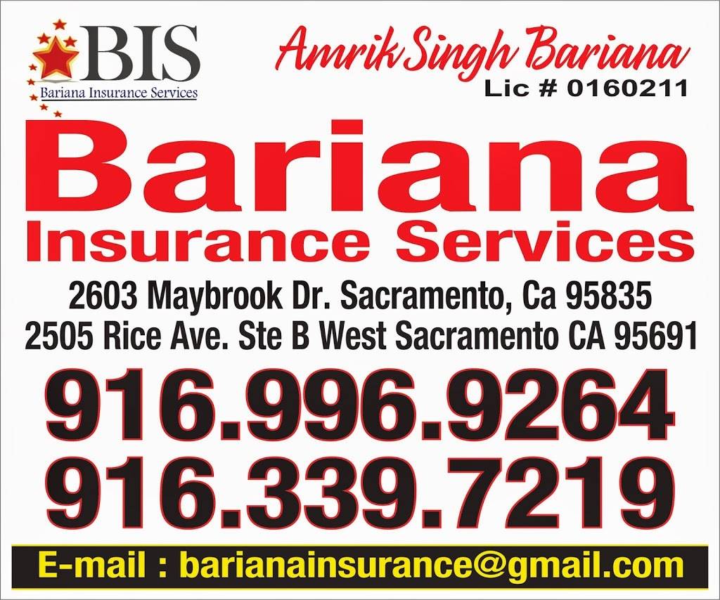 BARIANA INSURANCE SERVICES | 2603 Maybrook Dr, Sacramento, CA 95835, USA | Phone: (530) 455-5504