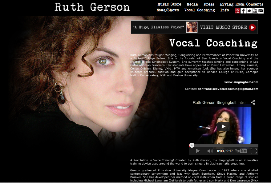 Singing Lessons - Ruth Gerson South Bay Vocal Studio and Ariavox | 3 Massol Ct, Los Gatos, CA 95030, USA | Phone: (650) 701-4776