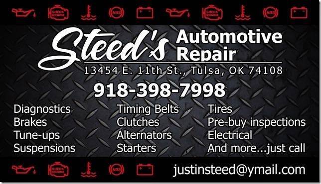 STEEDS AUTOMOTIVE REPAIR | 13454 E 11th St, Tulsa, OK 74108 | Phone: (918) 398-7998