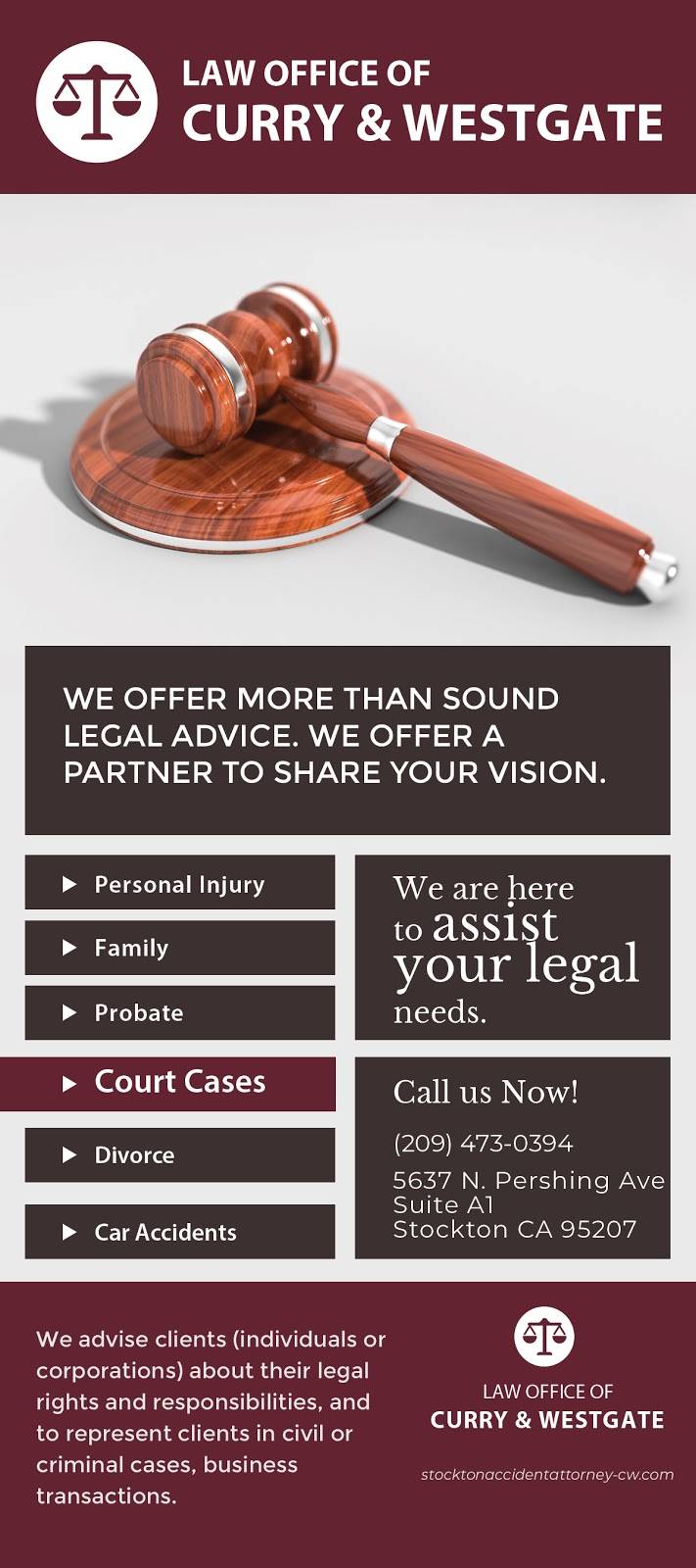Law Office of Curry & Westgate | 5637 N Pershing Ave suit a-1, Stockton, CA 95207, USA | Phone: (209) 473-0394