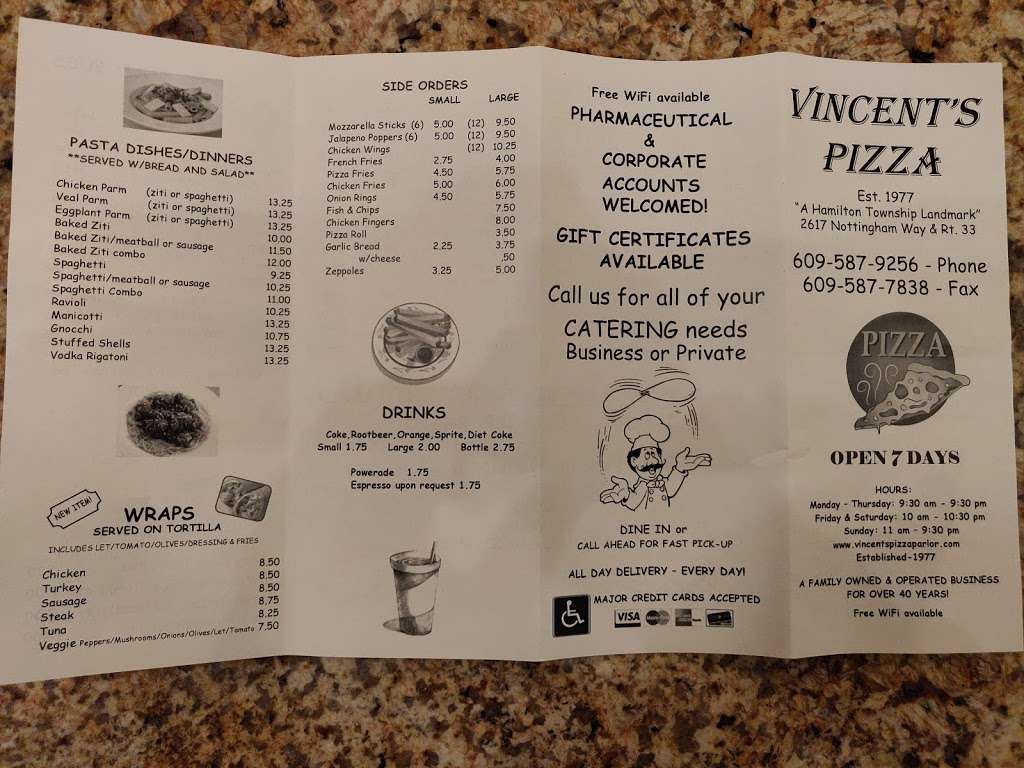 Vincents Pizza | 2617 Nottingham Way, Mercerville, NJ 08619, USA | Phone: (609) 587-9256