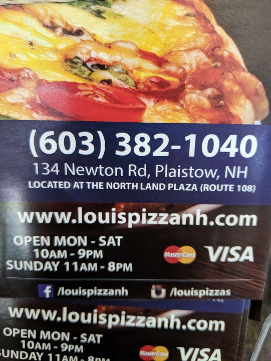 Louis Pizzas | 134 Newton Rd #4, Plaistow, NH 03865, USA | Phone: (603) 382-1040