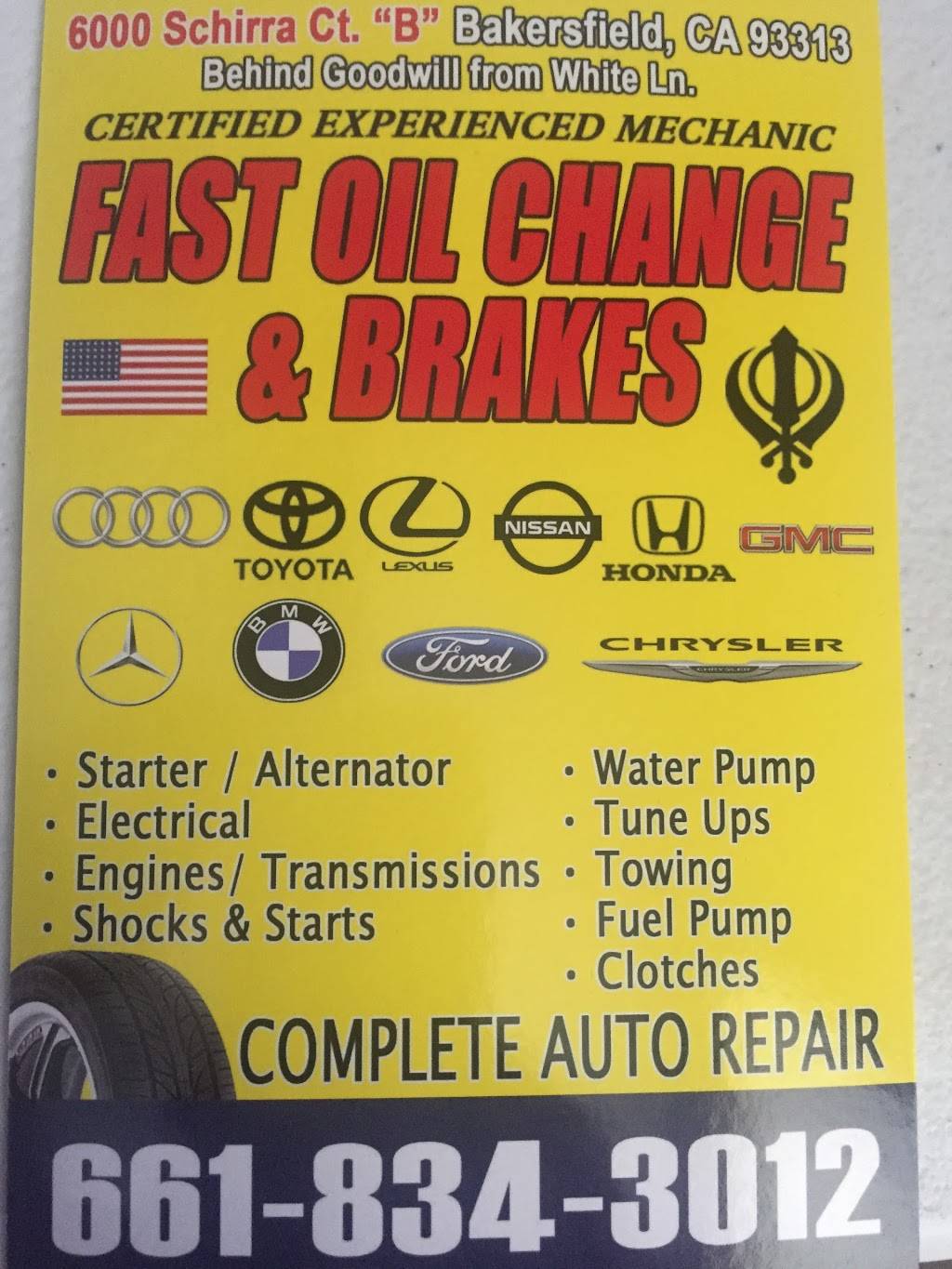 Fast Oil Change Brakes & Services | 816 Taft Hwy, Bakersfield, CA 93307, USA | Phone: (661) 834-3012