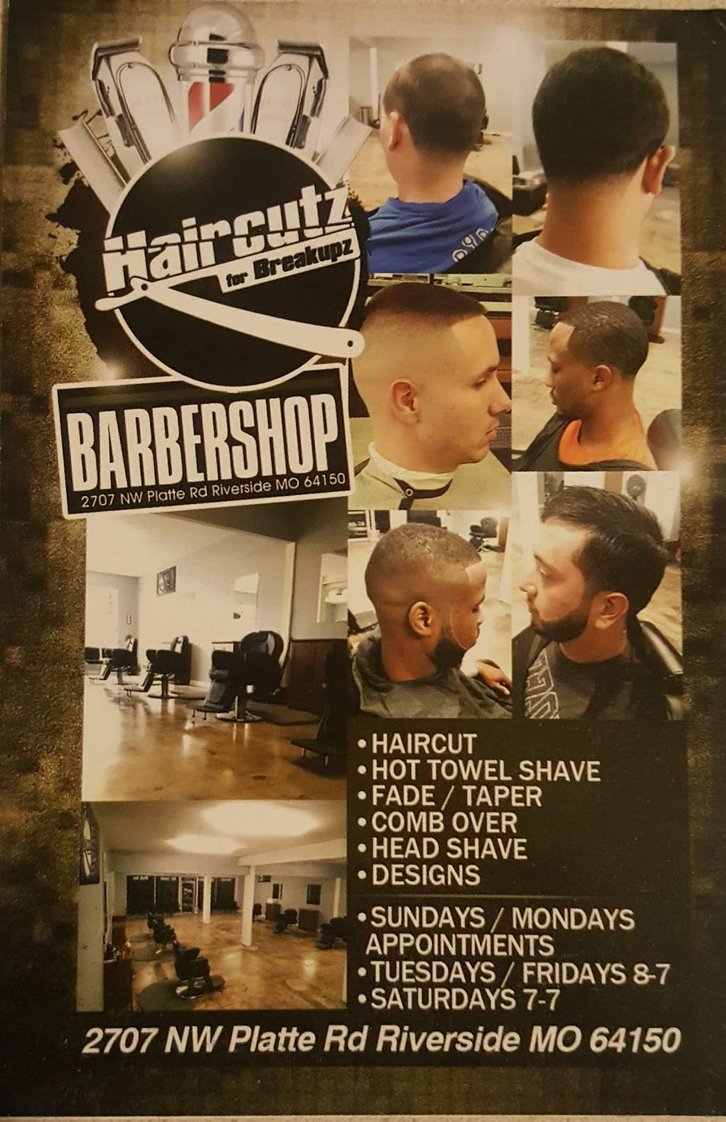 Haircutzforbreakupz | 2707 NW Platte Rd, Riverside, MO 64150, USA | Phone: (913) 232-6893