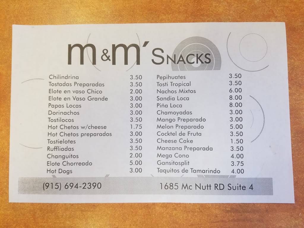 M&M’Snacks & Restaurant | 1809 McNutt Rd, Sunland Park, NM 88063 | Phone: (575) 332-4552