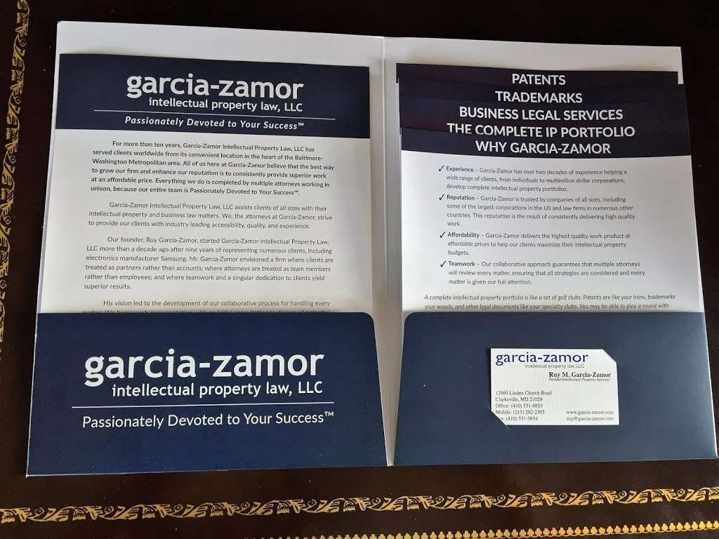 Garcia-Zamor Intellectual Property Law, LLC | 12960 Linden Church Rd, Clarksville, MD 21029, USA | Phone: (410) 531-9853