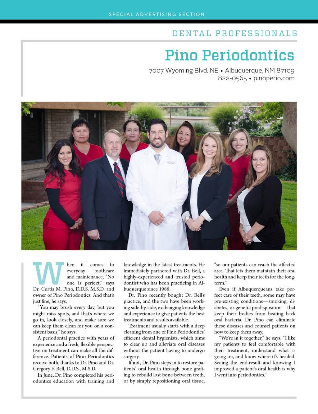 Pino Periodontics, Curtis Pino DDS MSD | 7007 Wyoming Blvd NE Suite D-1, Albuquerque, NM 87109 | Phone: (505) 822-0565