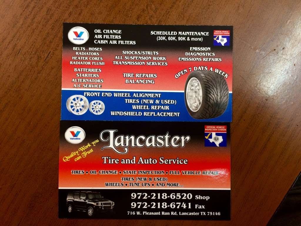 Lancaster Tire & Auto Services | 716 W Pleasant Run Rd, Lancaster, TX 75146, USA | Phone: (972) 218-6520