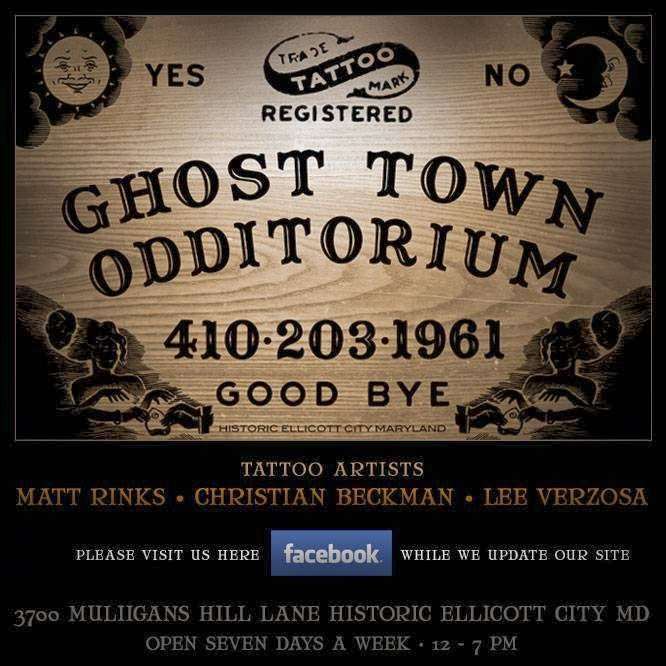Ghost Town Tattoos | 3700 Mulligans Hill Ln, Ellicott City, MD 21043, USA | Phone: (410) 203-1961
