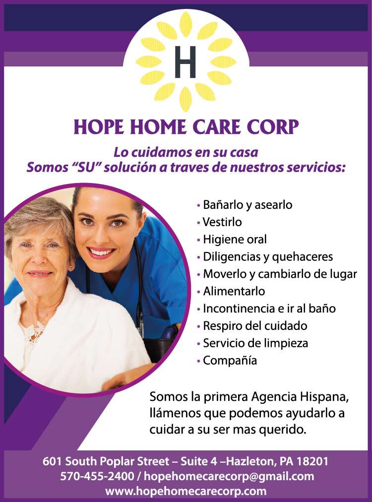Hope Home Care corp | 601 S Poplar St suite 4, Hazleton, PA 18201, USA | Phone: (570) 455-2400