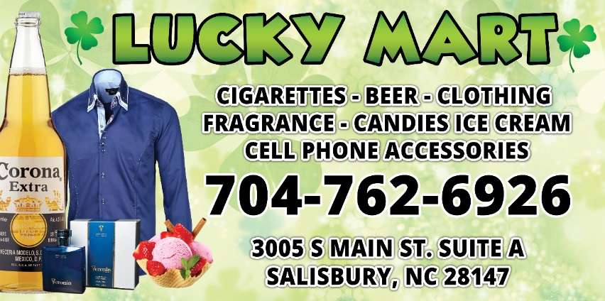 Lucky mart | 3005 S Main St suite a, Salisbury, NC 28147, USA | Phone: (704) 762-6926