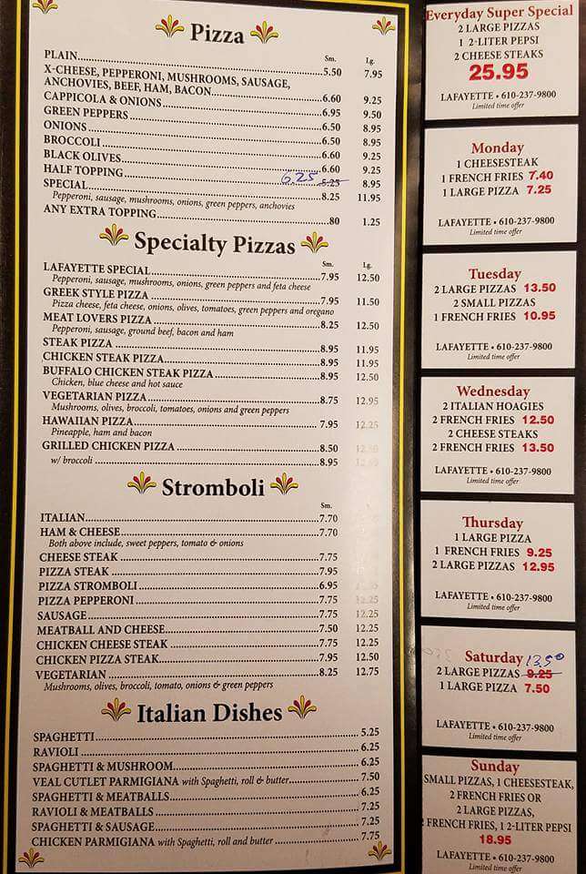 Lafayette Pizza | 1856 Delmar Dr, Folcroft, PA 19032, USA | Phone: (610) 237-9800