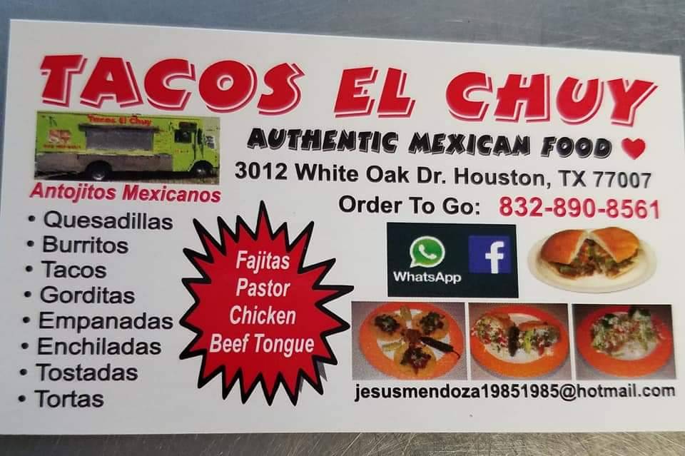 Tacos El Chuy | 3012 White Oak Dr, Houston, TX 77007, USA | Phone: (832) 890-8561
