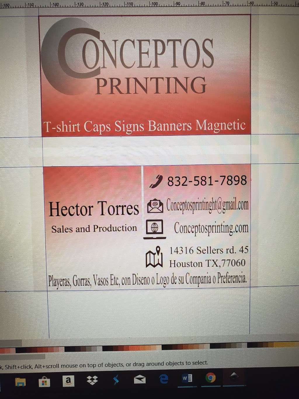 Conceptos printing | 14316 Sellers Rd #45, Houston, TX 77060, USA | Phone: (832) 581-7898