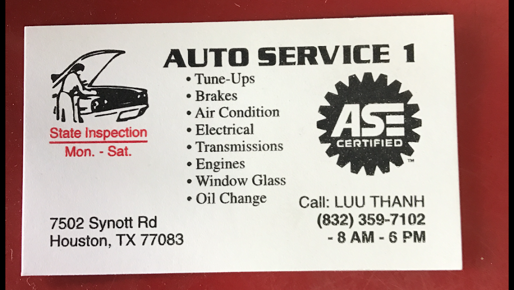 Auto service 1 | 7502 Synott Rd, Houston, TX 77083, USA | Phone: (832) 359-7102