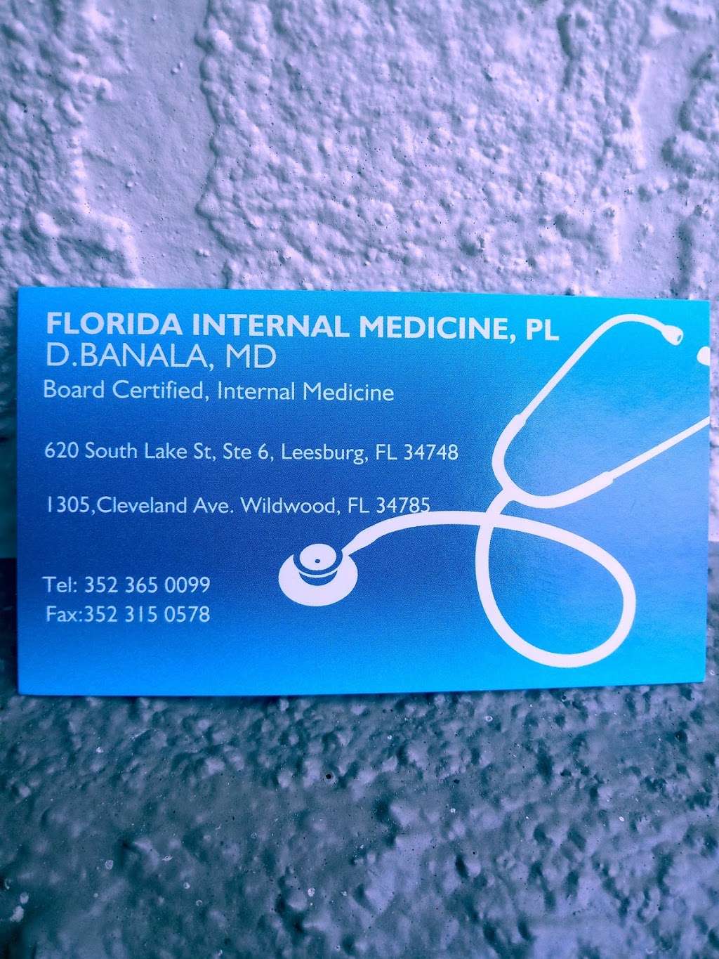 Florida Internal Medicine Pl: Banala D MD | 620 South Lake Street #, 6 # 6, Leesburg, FL 34748, USA | Phone: (352) 365-0099