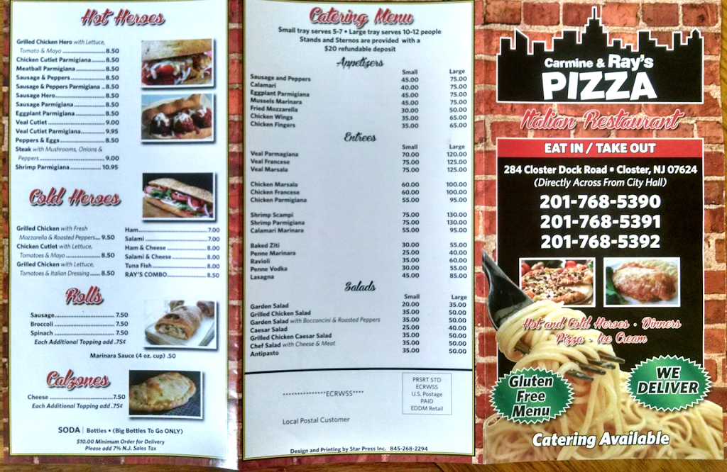 Carmine & Rays Pizza | 284 Closter Dock Rd, Closter, NJ 07624, USA | Phone: (201) 768-5390