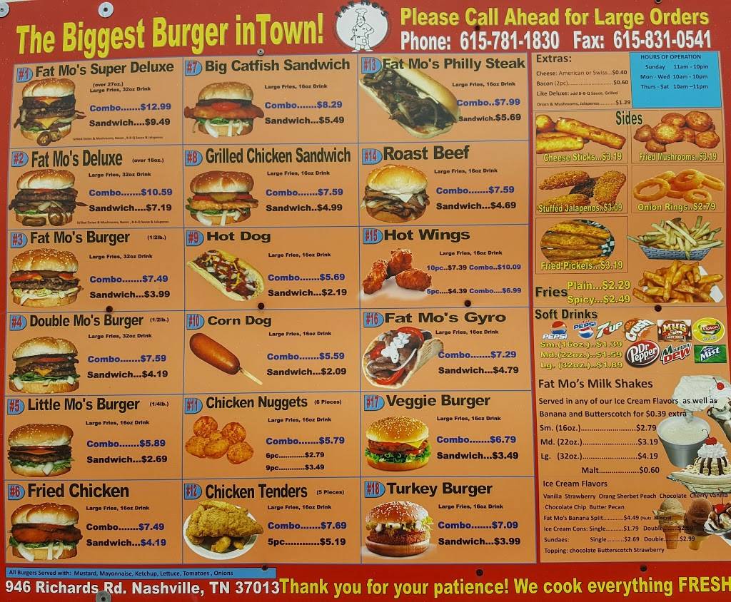 Fat Mos Burgers | 946 Richards Rd, Antioch, TN 37013 | Phone: (615) 781-1830