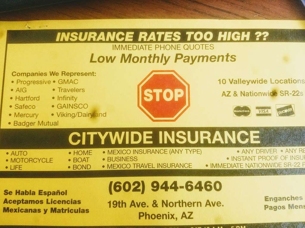 Citywide Insurance | 13226 N 7th St #5, Phoenix, AZ 85022 | Phone: (602) 867-8672