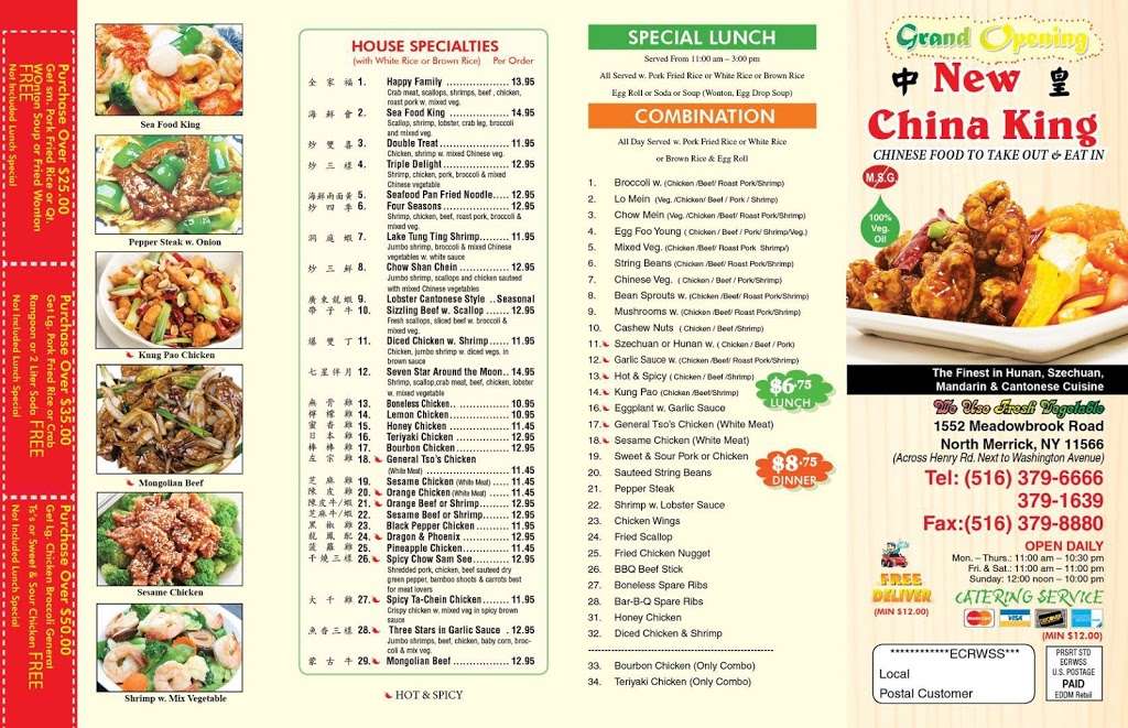 New China King | 1552 Meadowbrook Rd, North Merrick, NY 11566, USA | Phone: (516) 379-1639