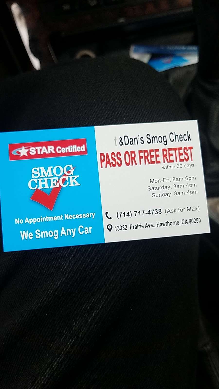 Dan Smog Test Center | 6173, 13332 Prairie Ave # A, Hawthorne, CA 90250, USA | Phone: (714) 717-4738