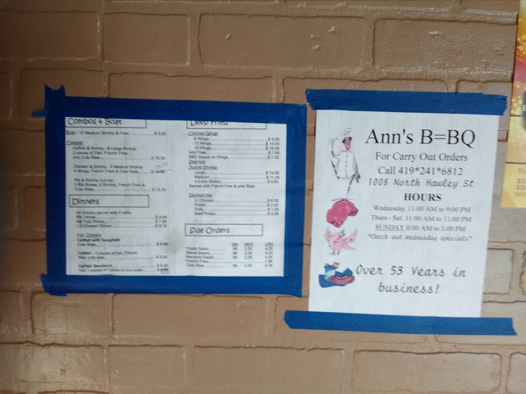 Anns Bar-B-Que | 1008 N Hawley St, Toledo, OH 43607, USA | Phone: (419) 241-6812