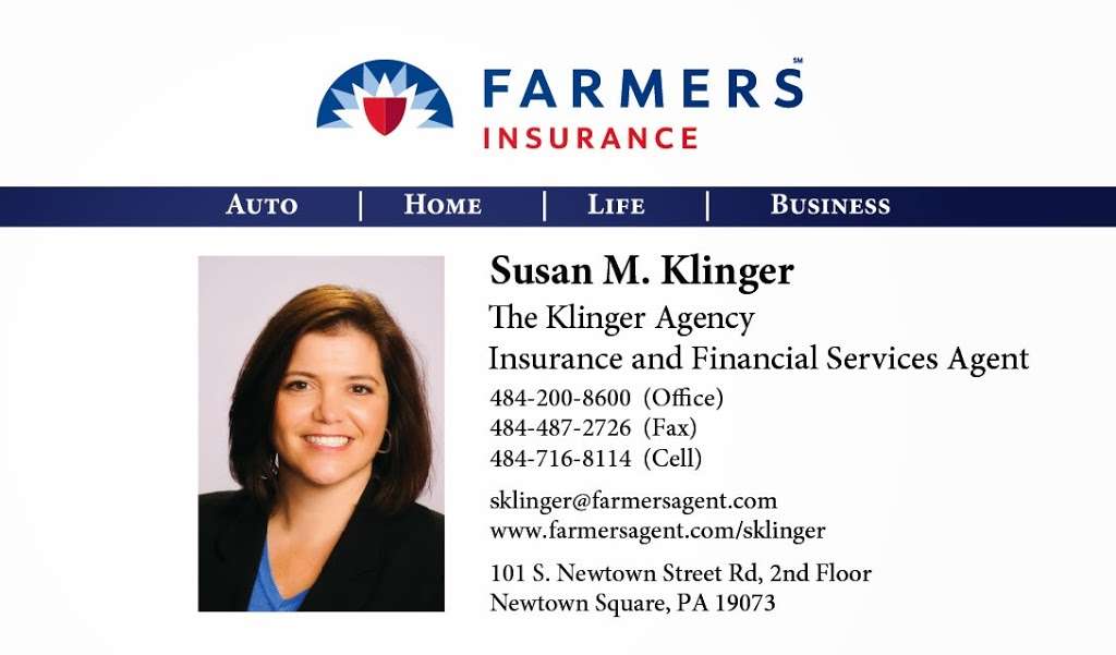 Farmers Insurance - Susan Klinger | 101 S Newtown Street Rd, Newtown Square, PA 19073 | Phone: (484) 200-8600