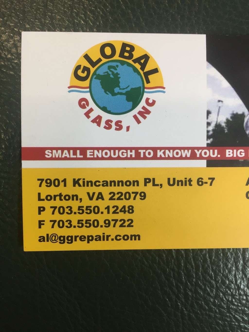 Global Glass | 7901 Kincannon Pl Unit 6-7, Lorton, VA 22079, USA | Phone: (703) 550-1248