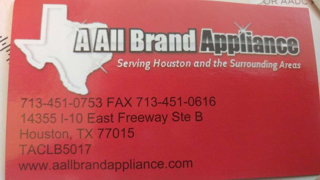 A All Brand Appliance | 14355 I-10 B, Houston, TX 77015, USA | Phone: (713) 451-0753