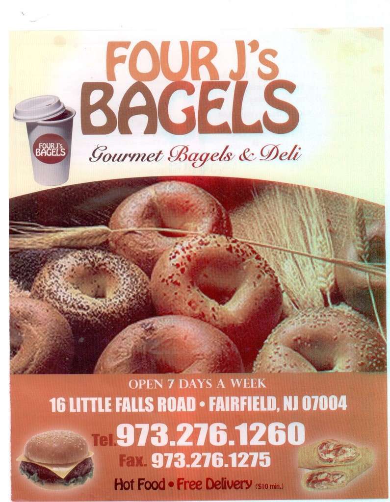 Four Js Bagels of Fairfield | 400 Fairfield Rd, Fairfield, NJ 07004, USA | Phone: (973) 276-1260