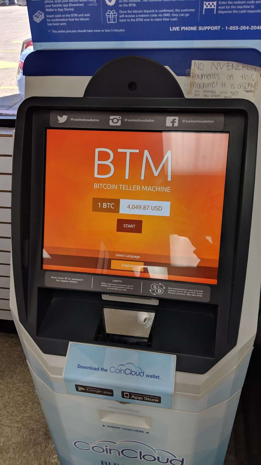 Coin Cloud Bitcoin ATM | 5893 W Tropicana Ave, Las Vegas, NV 89118 | Phone: (855) 264-2046