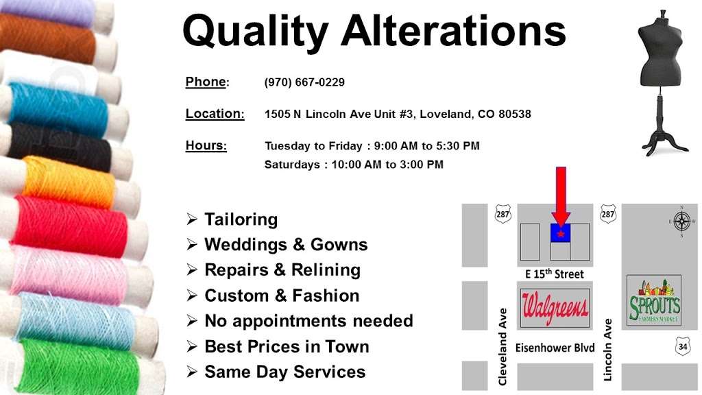 Quality Alterations | 1505 N Lincoln Ave #3, Loveland, CO 80538, USA | Phone: (970) 667-0229