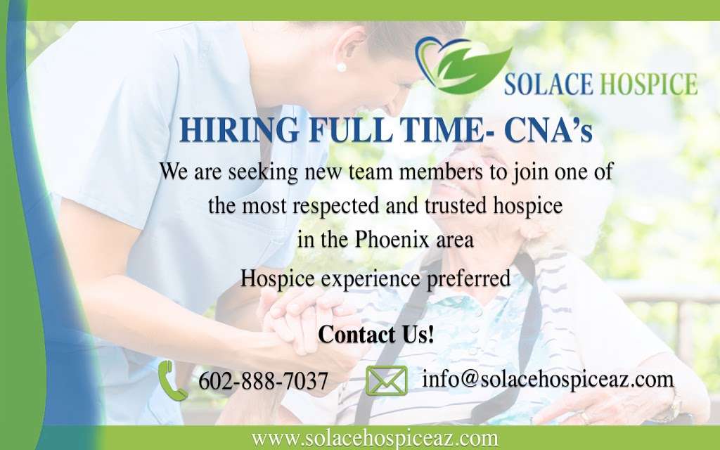Solace Hospice & Palliative Care | 16841 N 31st Ave #161, Phoenix, AZ 85053, USA | Phone: (602) 888-7037